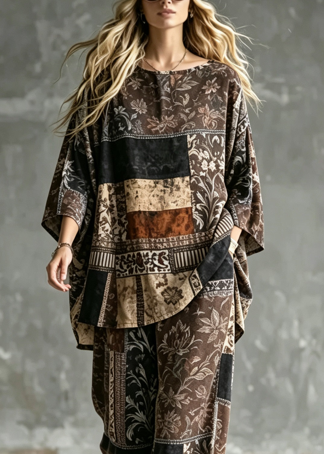 Women's Plus Size Two-Piece Pajama Set Printed Summer Style 1