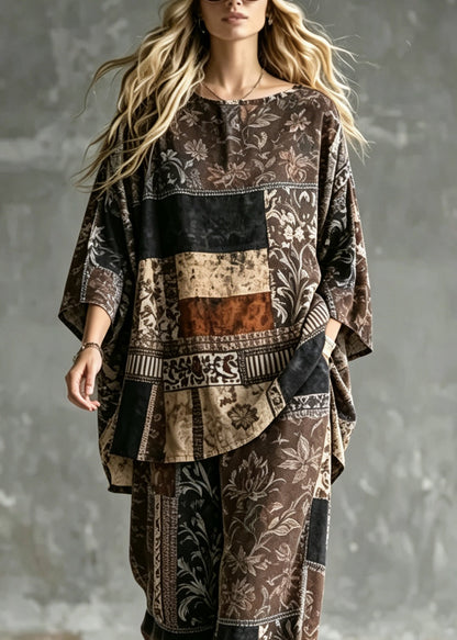 Women's Plus Size Two-Piece Pajama Set Printed Summer Style 1