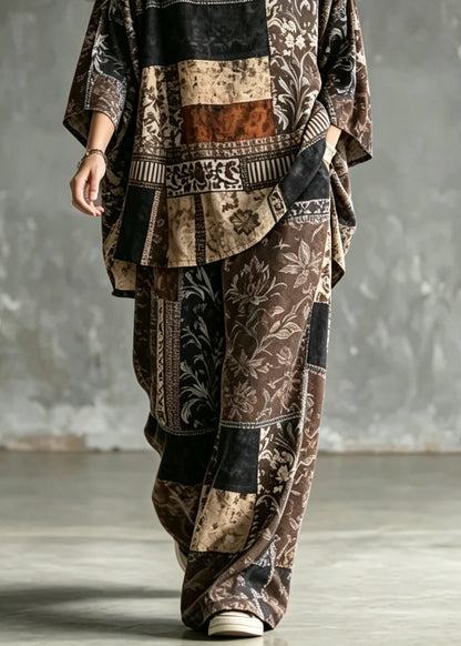 Women's Plus Size Two-Piece Pajama Set Printed Summer Style 3