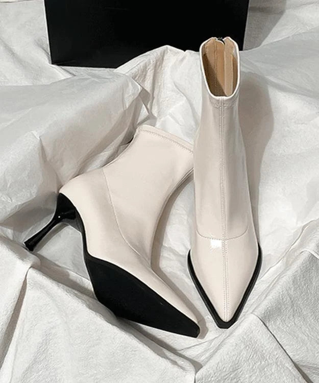 Women's Pointed Toe High Heel Splicing Boots 2