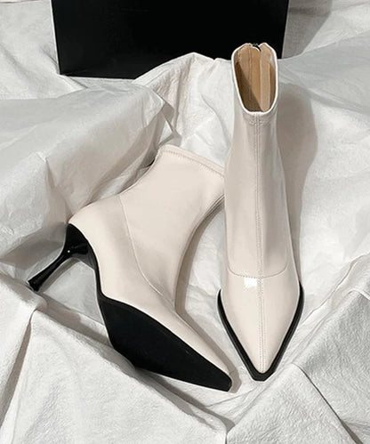 Women's Pointed Toe High Heel Splicing Boots 2