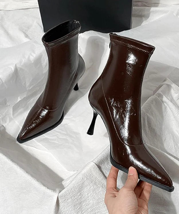 Women's Pointed Toe High Heel Splicing Boots 3