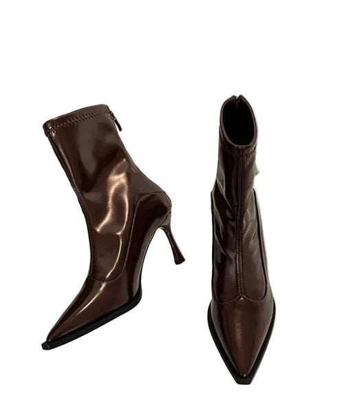 Women's Pointed Toe Stiletto Boots Fine Splicing Design 0