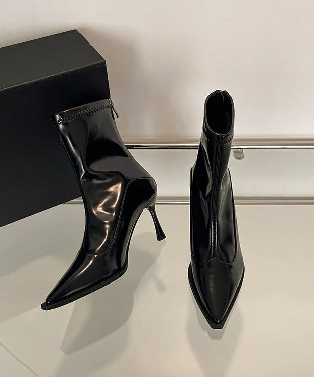 Women's Pointed Toe Stiletto Boots Fine Splicing Design 1