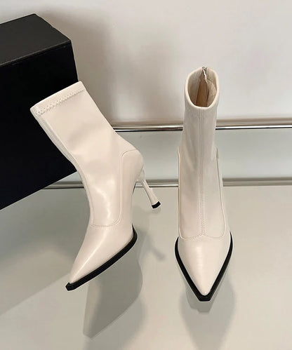 Women's Pointed Toe Stiletto Boots Fine Splicing Design 2