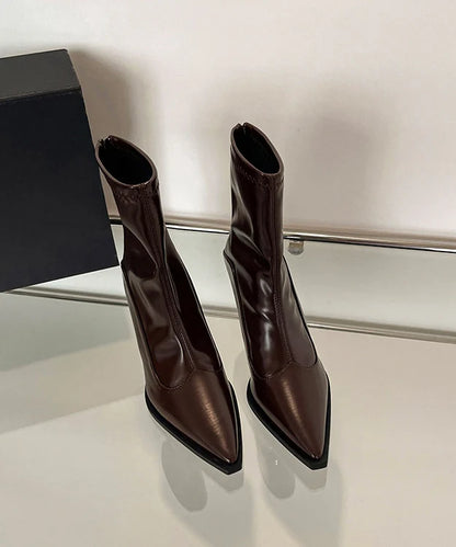 Women's Pointed Toe Stiletto Boots Fine Splicing Design 3