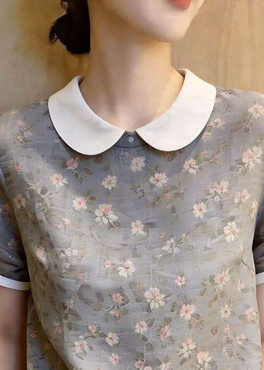 Women's Printed Drawstring Shirt Summer Style 1
