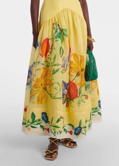 Women's Printed Halter Dress V Neck Sleeveless Summer Style 3