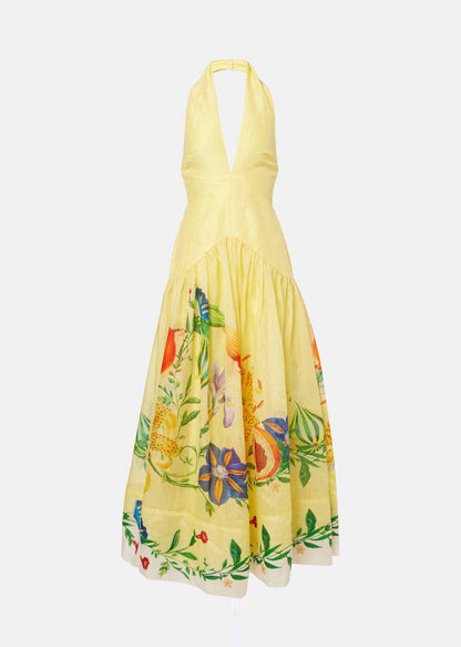Women's Printed Halter Dress V Neck Sleeveless Summer Style 4