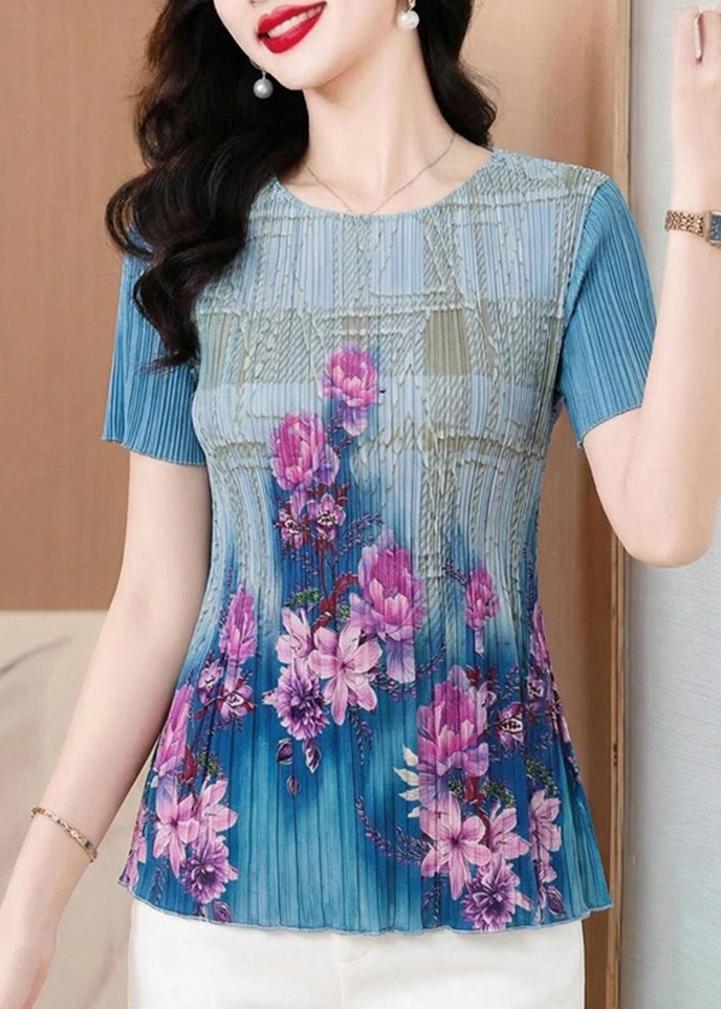 Women's Printed T-Shirt O-Neck Casual Summer Style 1