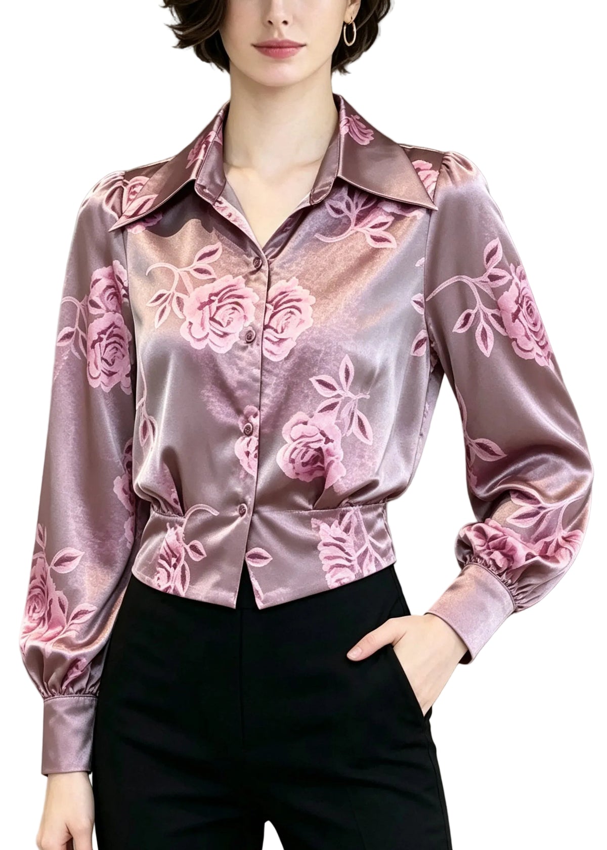 Women's Printed Top Peter Pan Collar Summer Style 0