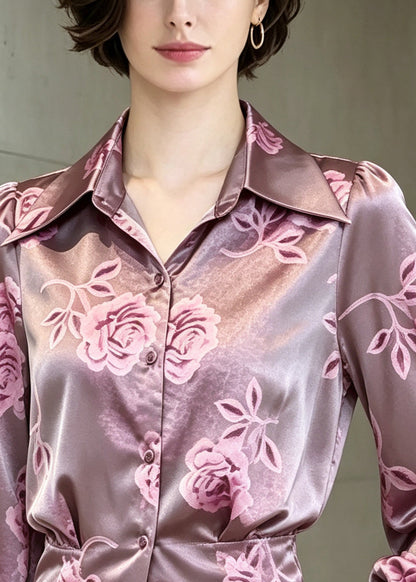 Women's Printed Top Peter Pan Collar Summer Style 1