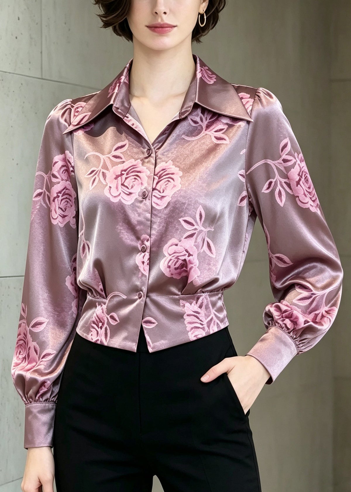 Women's Printed Top Peter Pan Collar Summer Style 4