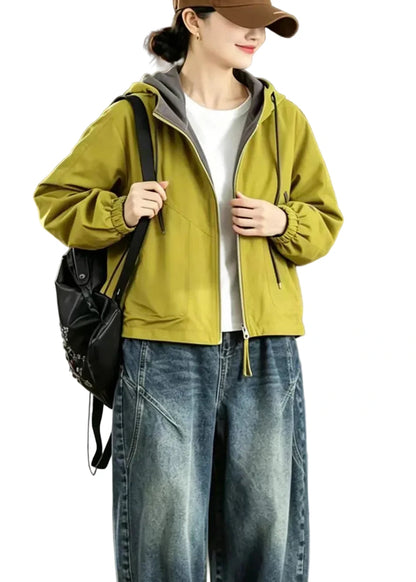 Women's Reversible Hooded Jacket Loose Fit with Drawstring and Pockets 0