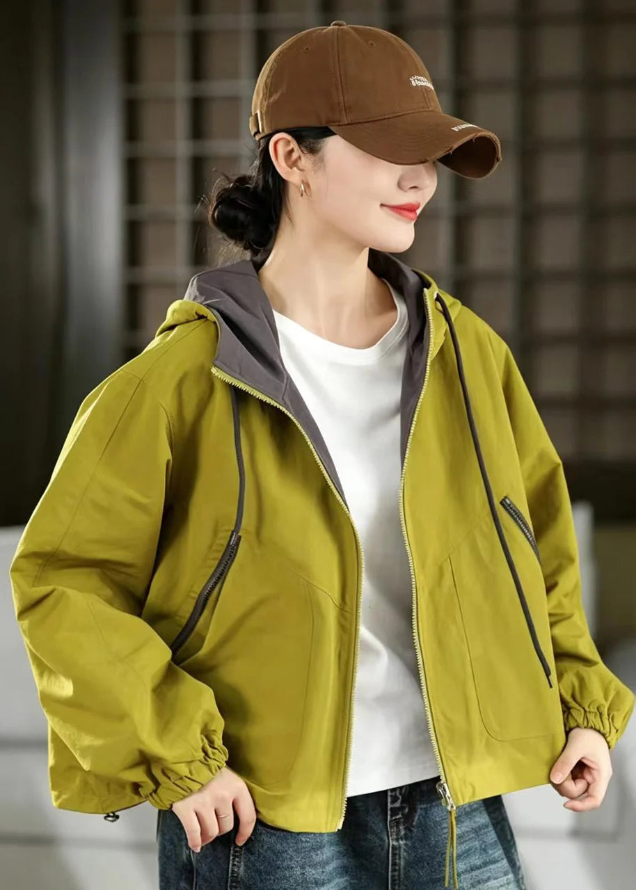 Women's Reversible Hooded Jacket Loose Fit with Drawstring and Pockets 4