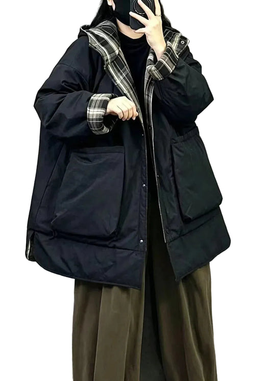 Women's Reversible Hooded Winter Coat Stylish Design 0