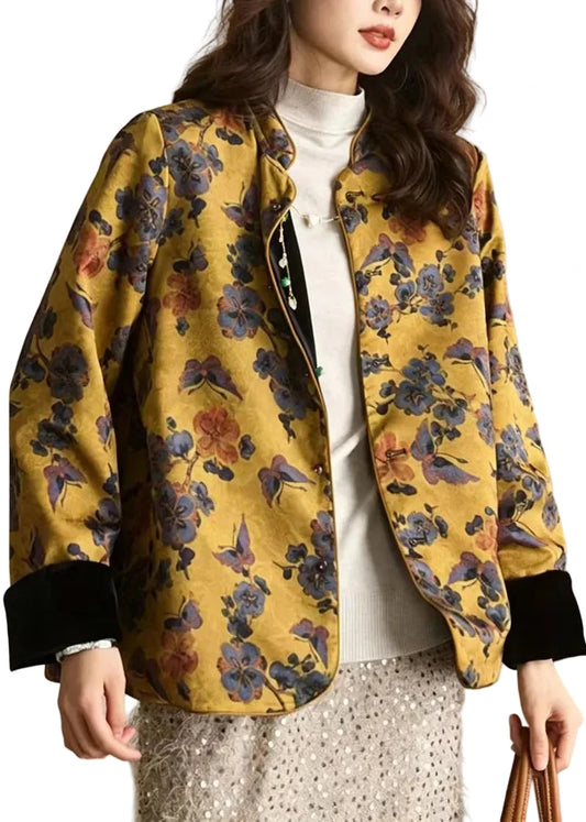Women's Reversible Jacket Mandarin Collar Vintage Style 0