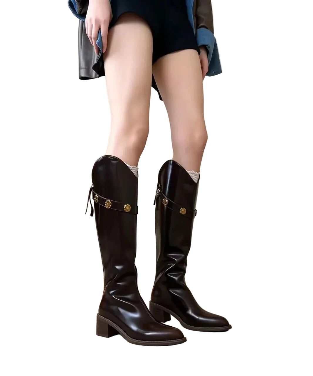 Women's Riding Boots Vintage Chunky Heel 1