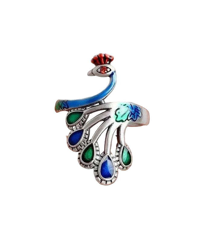 Women's Ring Cloisonne Peacock Design 0