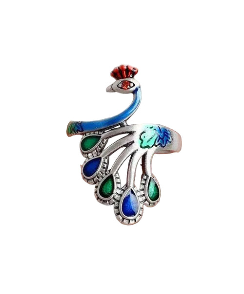 Women's Ring Cloisonne Peacock Design 0