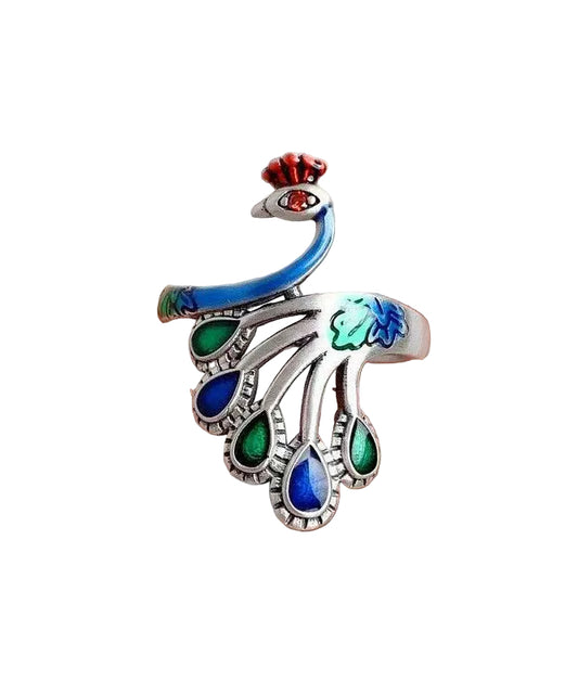 Women's Ring Cloisonne Peacock Design 0