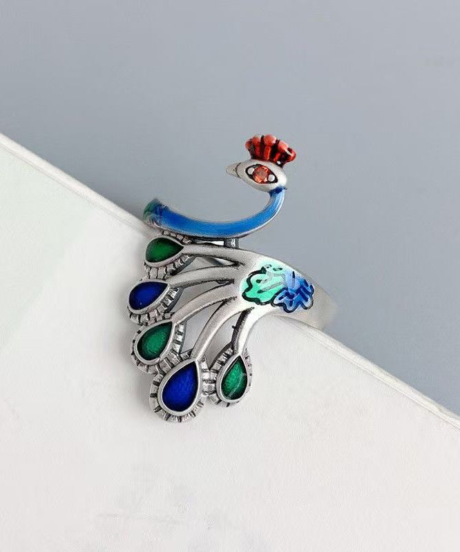 Women's Ring Cloisonne Peacock Design 1