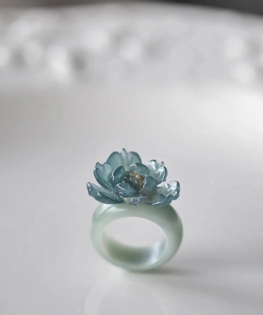 Women's Ring Lotus Design Accent 4