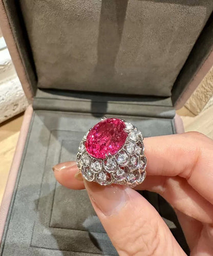 Women's Ring Rose Design with Zircon Accent 0