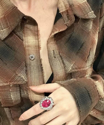 Women's Ring Rose Design with Zircon Accent 1