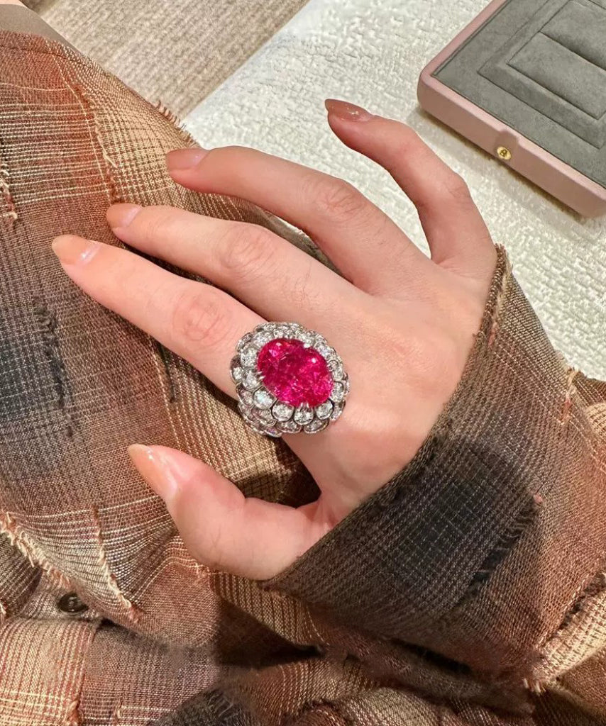 Women's Ring Rose Design with Zircon Accent 2