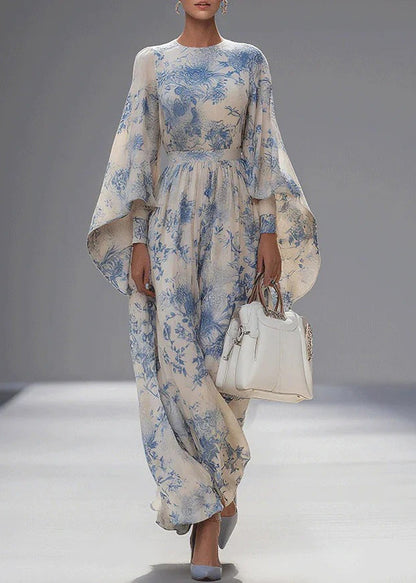 Women's Robe Dress O Neck Flare Sleeve Print 4