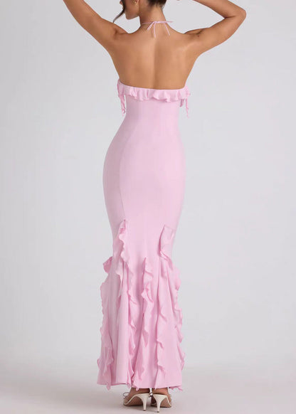 Women's Ruffled Halter Backless Summer Dress 4
