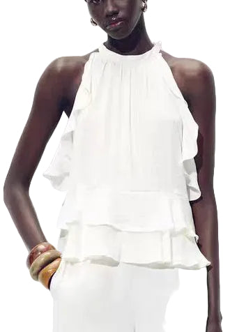 Women's Ruffled Layered Sleeveless Shirt 0