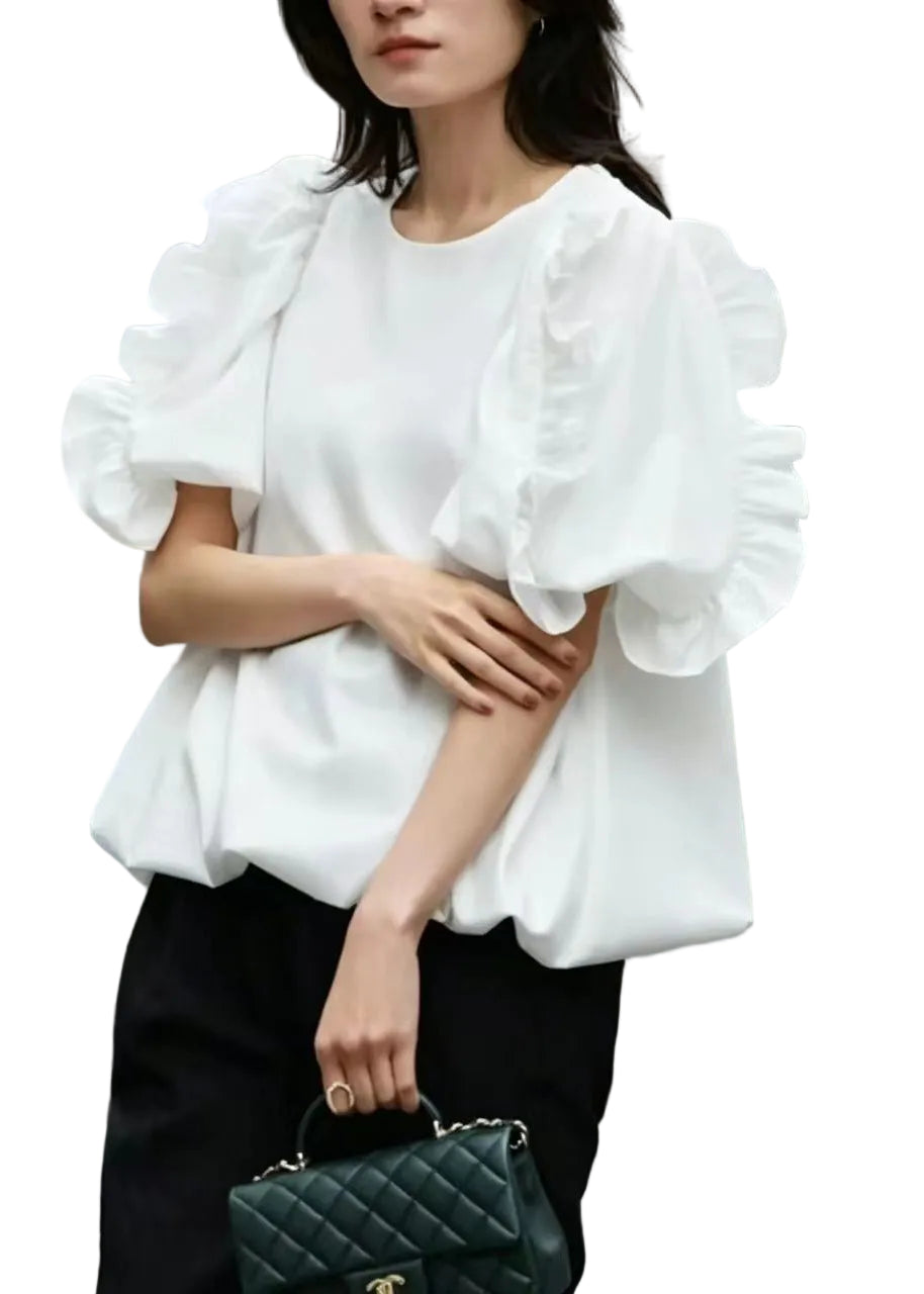 Women's Ruffled Summer Shirt Top 0