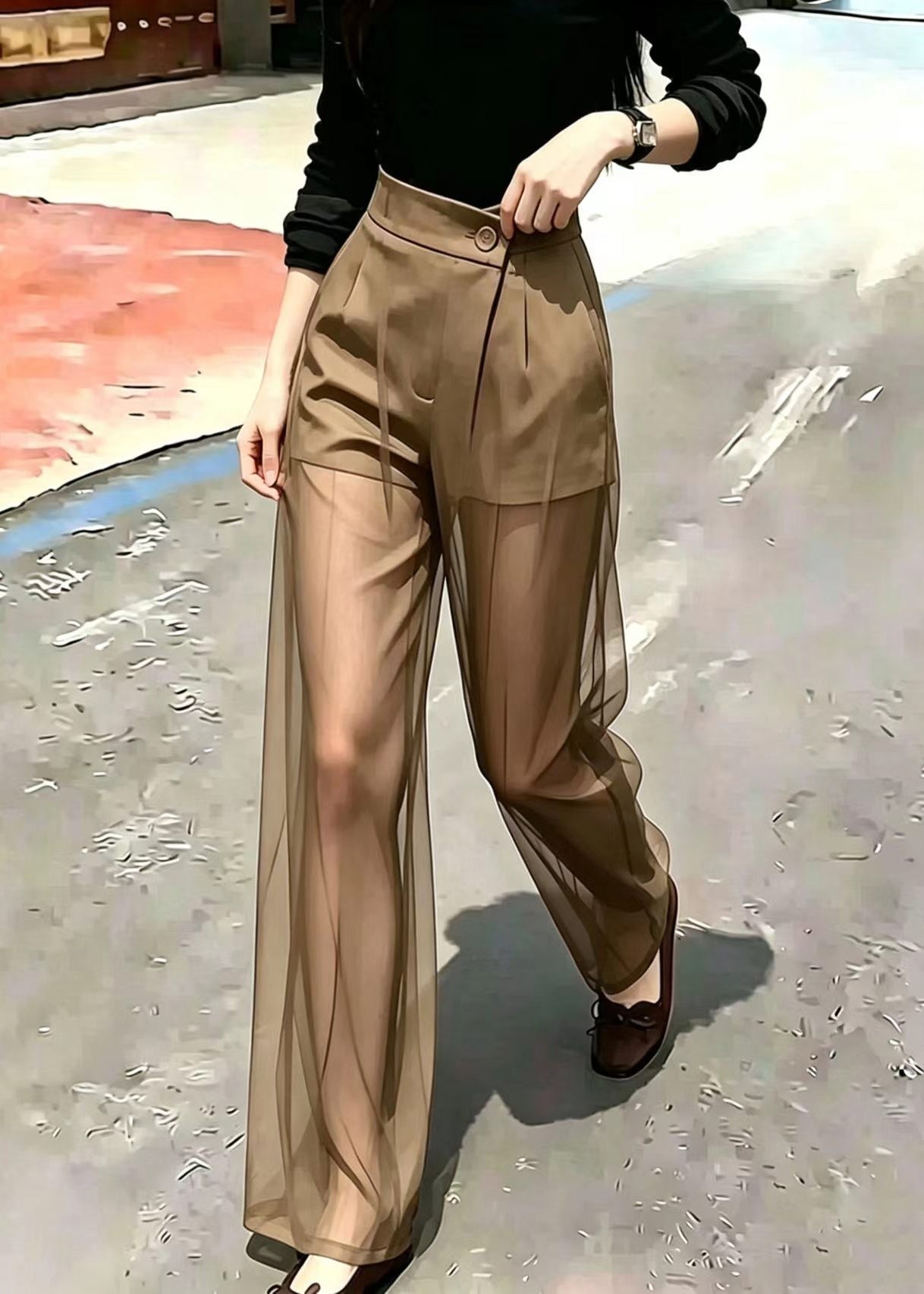 Women's Sheer Draped Tulle Pants 1