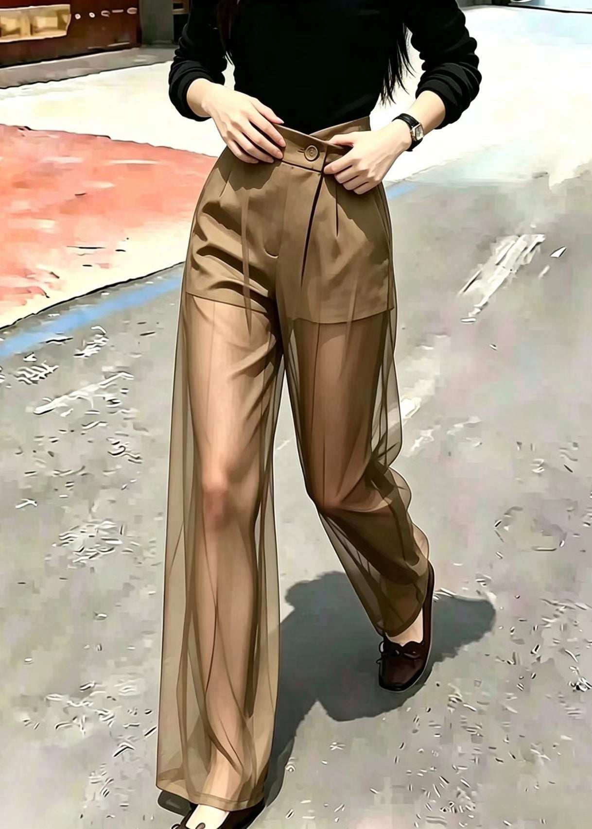 Women's Sheer Draped Tulle Pants 2