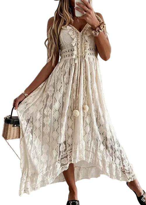 Women's Sheer Lace Dress Bohemian Style 0