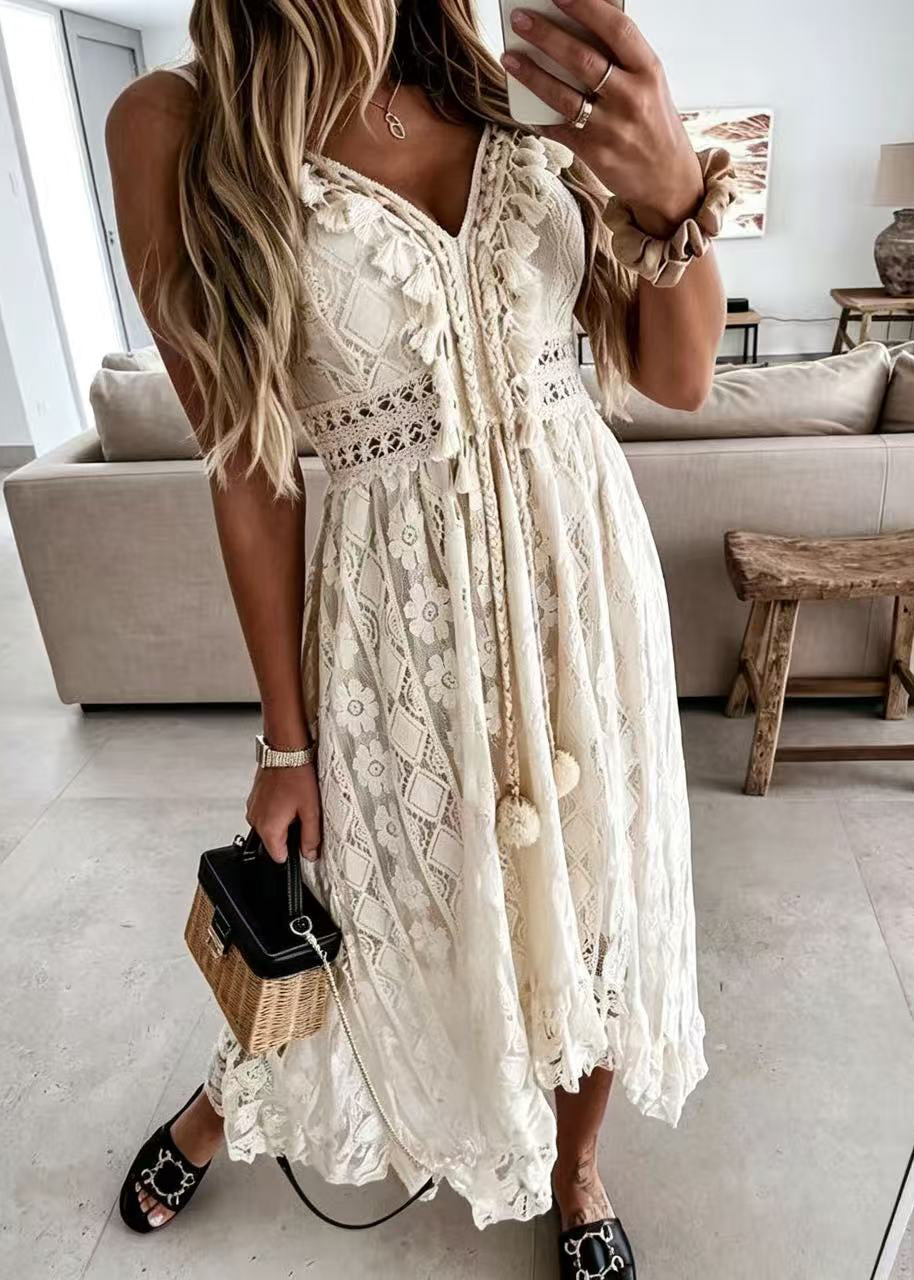 Women's Sheer Lace Dress Bohemian Style 1