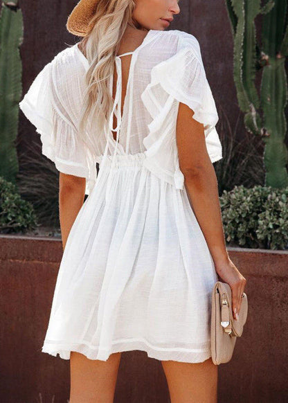 Women's Shift Dress Boho Ruffled Drawstring 1