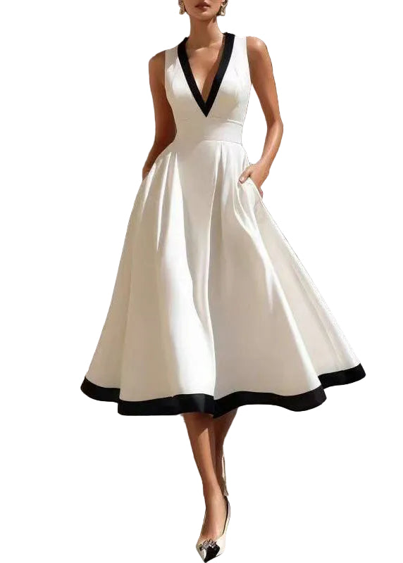 Women's Shift Dress Sleeveless V Neck Loose Fit 0