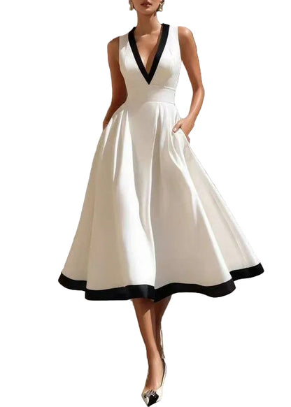 Women's Shift Dress Sleeveless V Neck Loose Fit 0