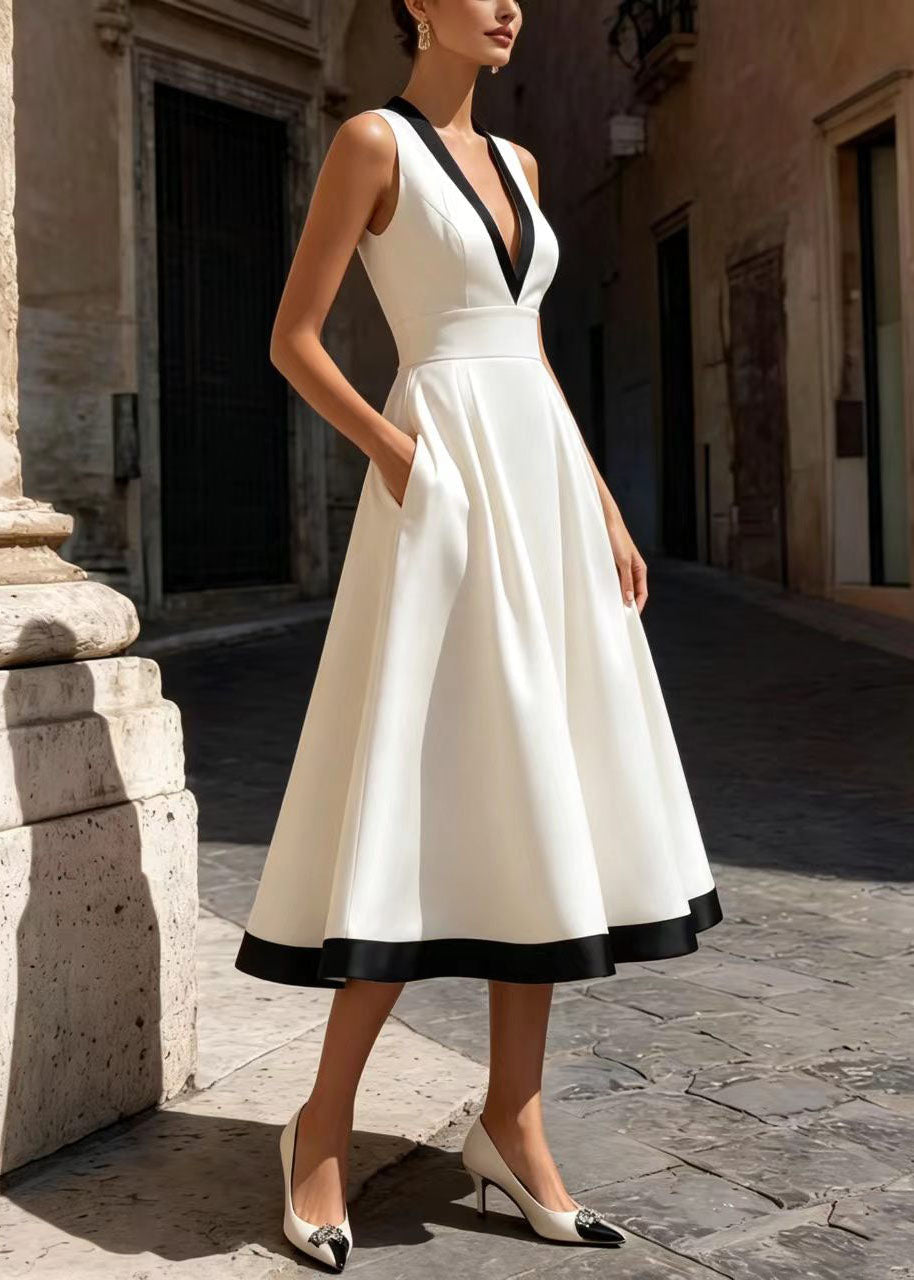 Women's Shift Dress Sleeveless V Neck Loose Fit 1
