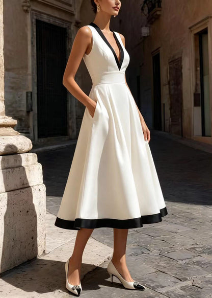 Women's Shift Dress Sleeveless V Neck Loose Fit 1
