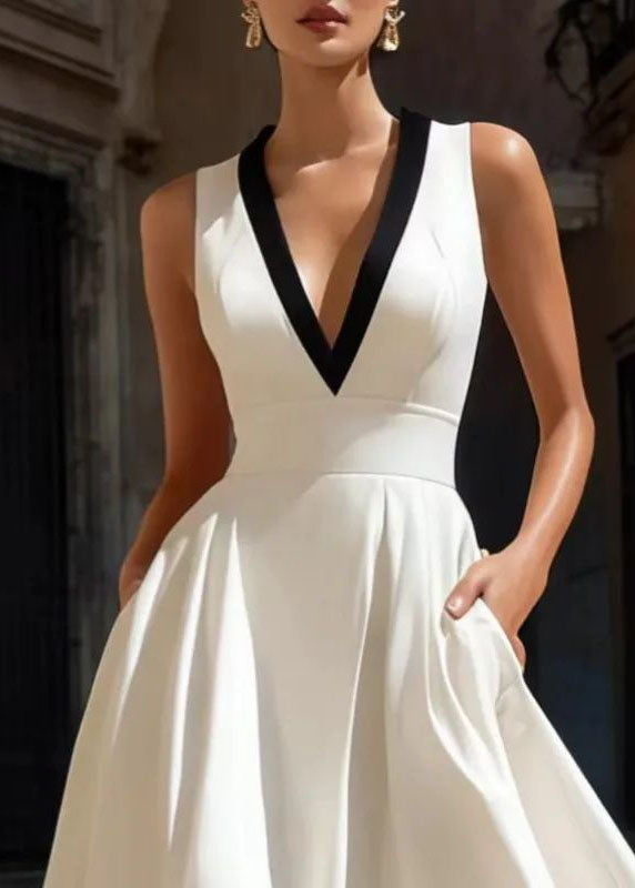 Women's Shift Dress Sleeveless V Neck Loose Fit 3