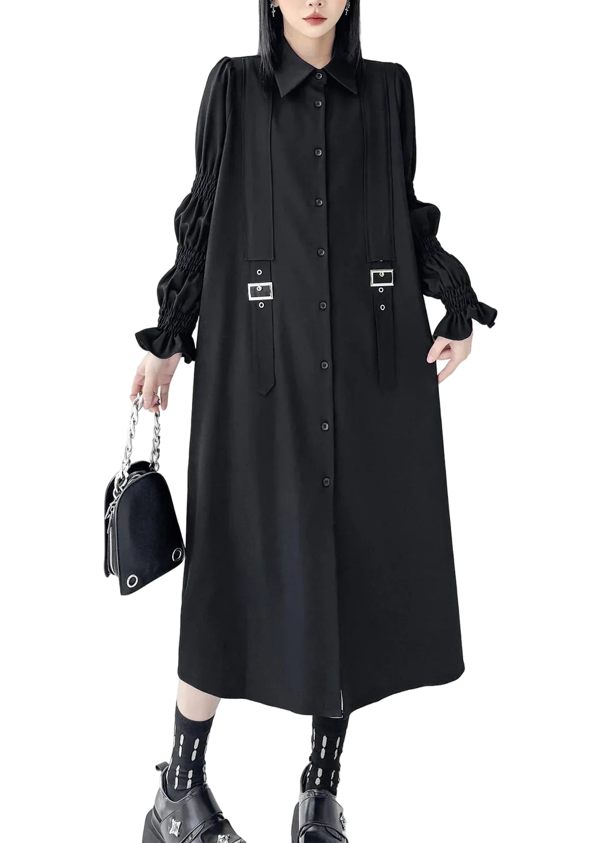 Women's Shirt Dress Oversized Puff Sleeve 3