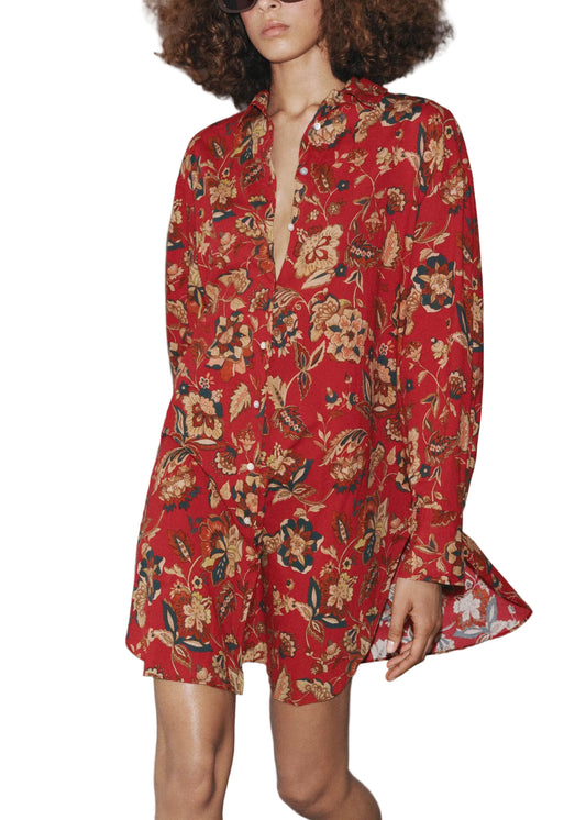 Women's Shirt Dress Peter Pan Collar Long Sleeve 0