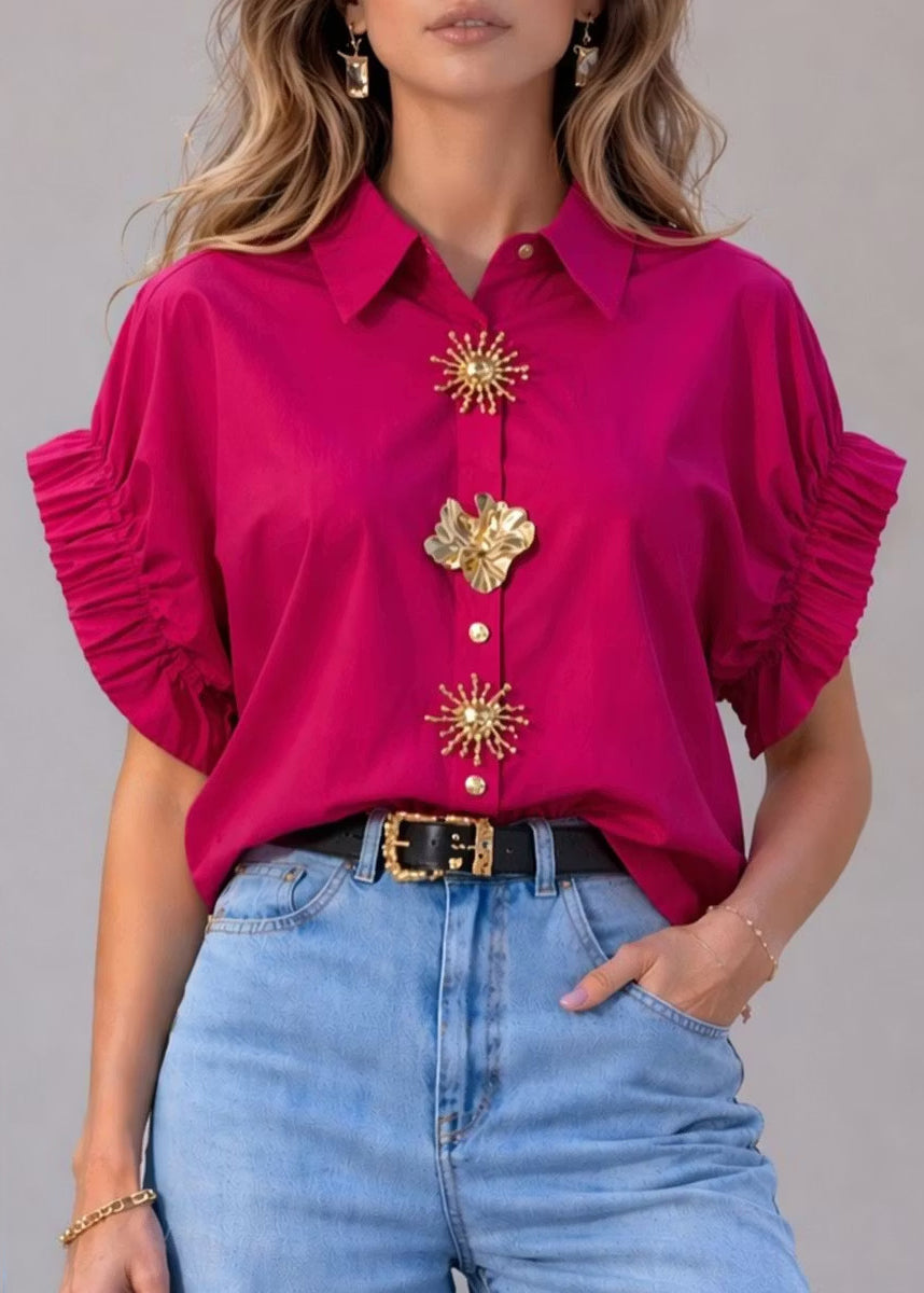 Women's Shirt Peter Pan Collar Patchwork Style 1
