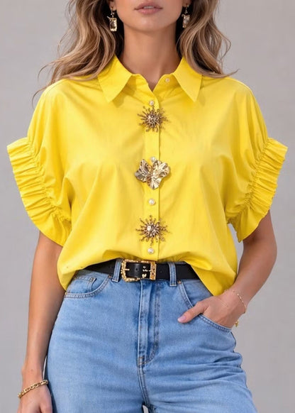 Women's Shirt Peter Pan Collar Patchwork Style 2