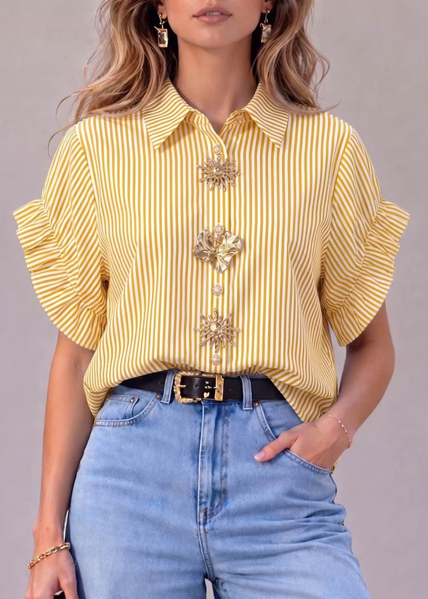 Women's Shirt Peter Pan Collar Patchwork Style 3