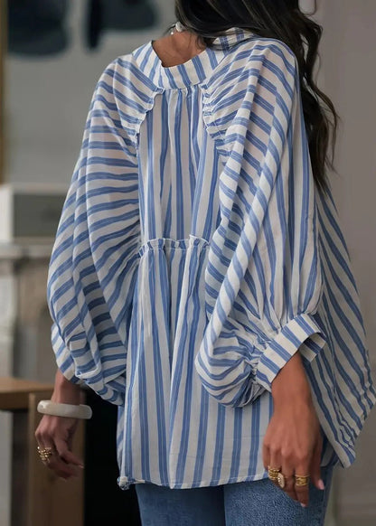 Women's Shirt Ruffled Striped Lantern Sleeve 1
